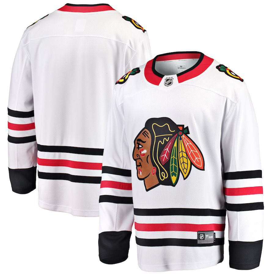 Men Chicago Blackhawks Fanatics Branded White Breakaway Away NHL Jersey